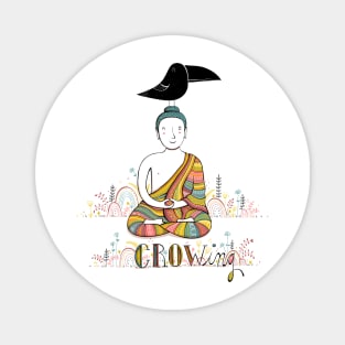 Buddha and Crow Magnet